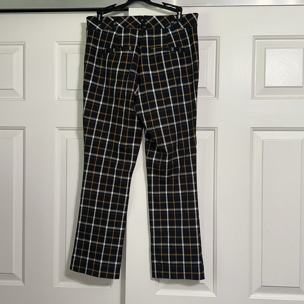 Anthropologie The Essential Collection Black and Orange Plaid Pants - Picture 3 of 5